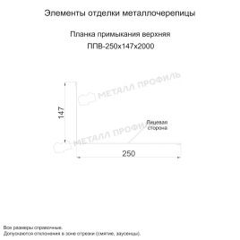Планка примыкания верхняя 250х147х2000 (ECOSTEEL_MA-01-МореныйДуб-0.5)