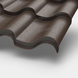 Металлочерепица МП Монтерроса-S (VALORI-20-DarkBrown-0.5)