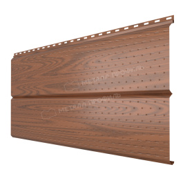 Софит МЕТАЛЛ ПРОФИЛЬ перфор. Lбрус-XL-14х335 (ECOSTEEL-01-МореныйДуб-0.5)