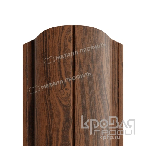 Штакетник металлический МЕТАЛЛ ПРОФИЛЬ ELLIPSE-O 19х126 (ECOSTEEL_MA-01-МореныйДуб-0.5) фото 1
