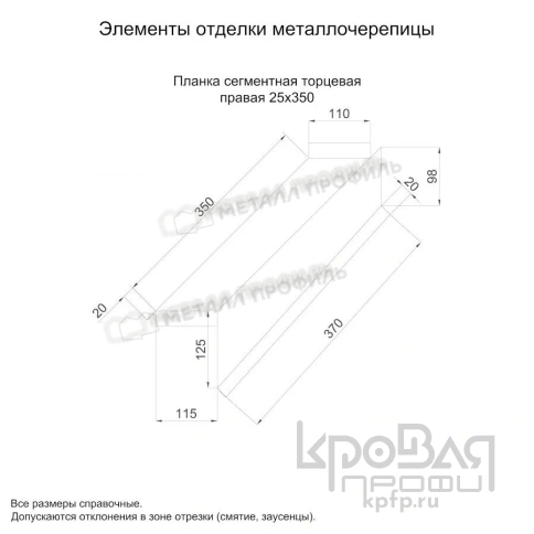 Планка сегментная торцевая правая 350 мм (КЛМА-02-Anticato-0.5) фото 4