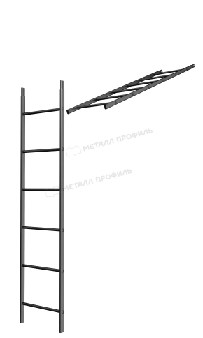 Лестница кровельная стеновая МП дл. 1860 мм без кронштейнов (9005)_1шт и метизы фото 2