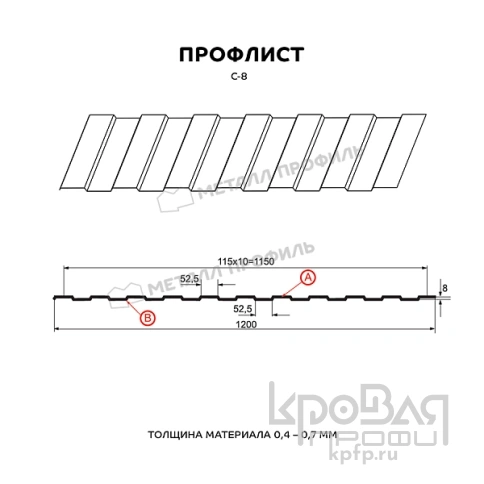 Профилированный лист С-8х1150-A (ПЭ-01-7024-0,45) фото 4