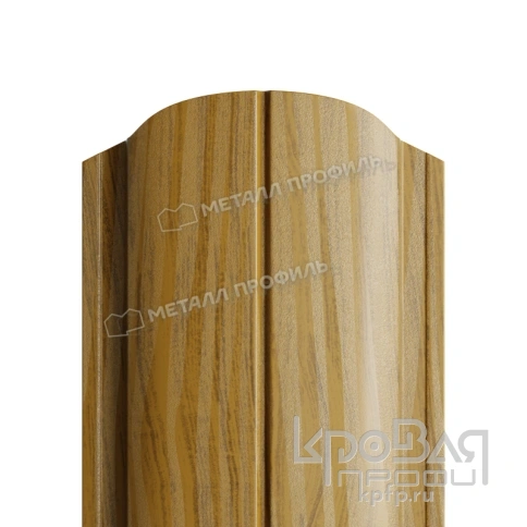 Штакетник металлический МП ELLIPSE-O 19х126 (ECOSTEEL_ТД-01-ЗолотойДуб-0.5) фото 1