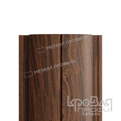 Штакетник металлический МП ELLIPSE-T 19х126 (ECOSTEEL_MA-01-МореныйДуб-0.5) фото 1