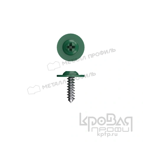 Саморез 4,2х16 RAL 6005 (зеленый мох) острый с прессшайбой фото 1
