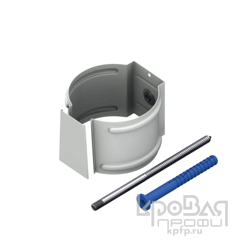 Держатель трубы (на кирпич) МЕТАЛЛ ПРОФИЛЬ GS lite D90 Ral 9003 фото 1