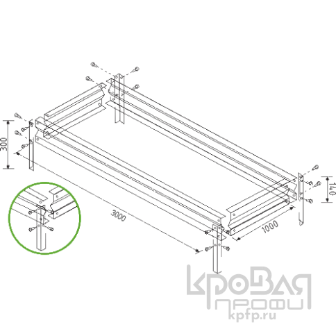 Грядка садовая "ТИМЕР" Люкс 3000х1000х0,5 мм. 5005 фото 1