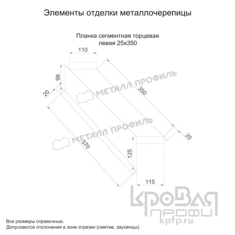 Планка сегментная торцевая левая 350 мм (VALORI-20-Violet-0.5) фото 3