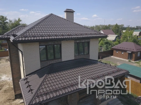 Металлочерепица МП Монтекристо-M (VALORI-20-DarkBrown-0.5) фото 5