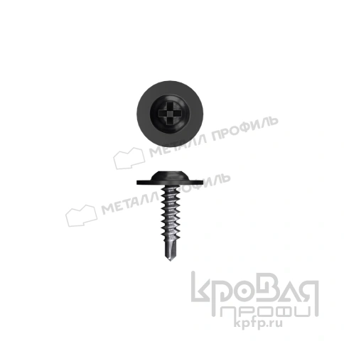 Саморез 4,2х16 RAL 9005 (черный темный) с прессшайбой со сверлом фото 1