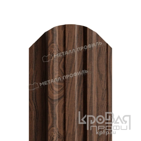 Штакетник металлический МП TRAPEZE-O 16,5х118 (ECOSTEEL_МАД-01-МореныйДуб-0.5) фото 1