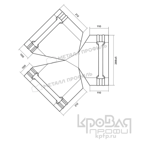 Y-образный тройник для круглого конька R110 (PURMAN-20-5005-0.5) фото 2