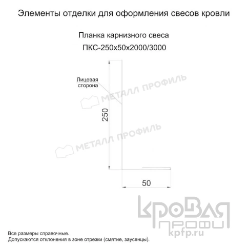 Планка карнизного свеса 250х50х3000 (КЛМА-02-Anticato-0.5) фото 2