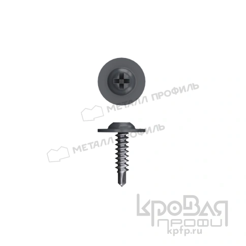 Саморез 4,2х19 RAL 7024 (серый графит) острый с прессшайбой фото 1