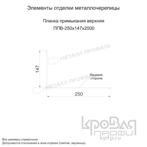 Планка примыкания верхняя 250х147х2000 NormanMP (ПЭ-01-7024-0.5) фото 2