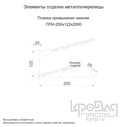 Планка примыкания нижняя 250х122х2000 (PURMAN-20-8017-0.5) фото 2
