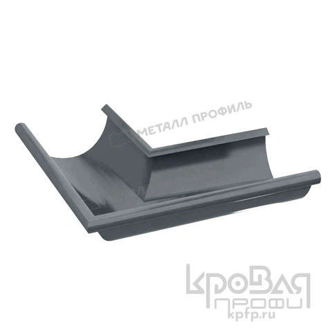 Угол желоба наружный МЕТАЛЛ ПРОФИЛЬ GS lite 125х90 градусов Ral 7024 фото 1